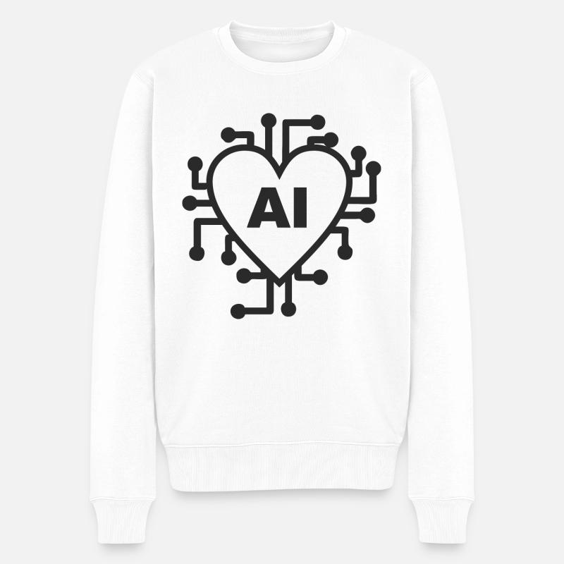 Ich liebe KI - Männer Premium Bio Pullover - Weiß