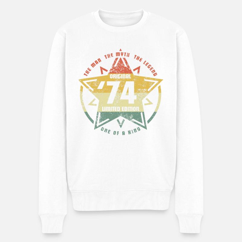 Birthday Star 1974 - '74 Original, Limited Edition - Männer Premium Bio Pullover - Weiß