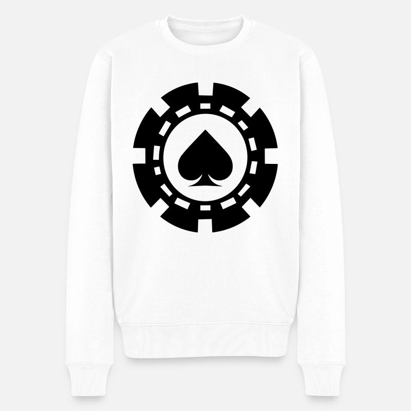 Poker-Chip - Männer Premium Bio Pullover - Weiß