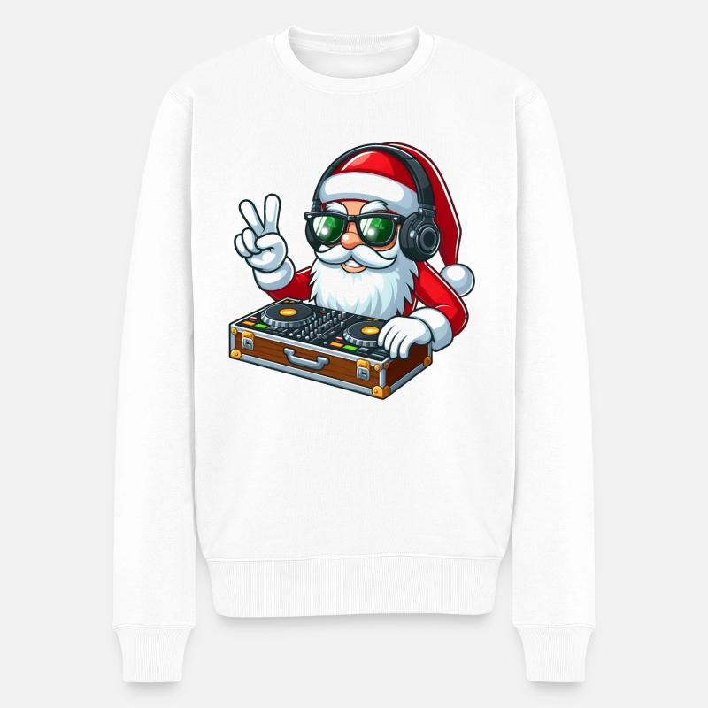 Cooler Weihnachtsmann mit Sonnenbrille - Männer Premium Bio Pullover - Weiß