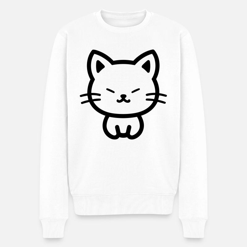 chat - Pull Premium bio Homme - blanc