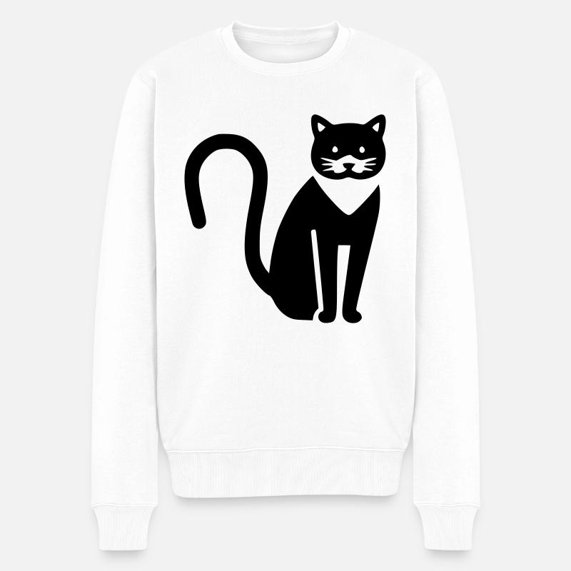 Katze - Männer Premium Bio Pullover - Weiß