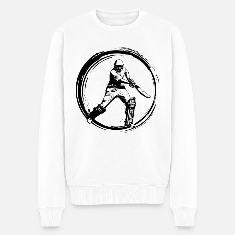 Silhouette d’homme de cricket - Pull Premium bio Homme - blanc