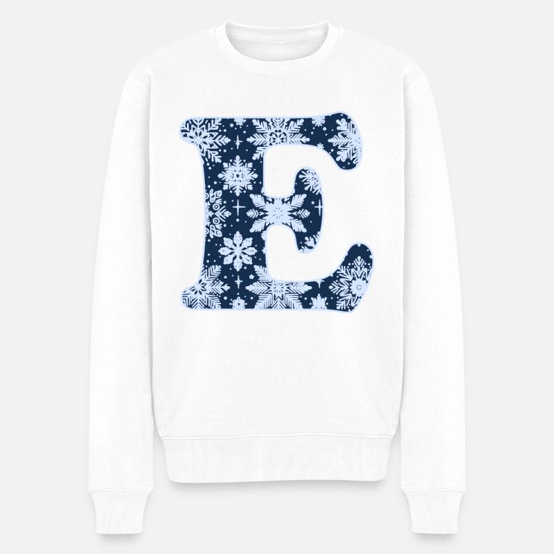 Buchstabe E Schneeflocken - Männer Premium Bio Pullover - Weiß