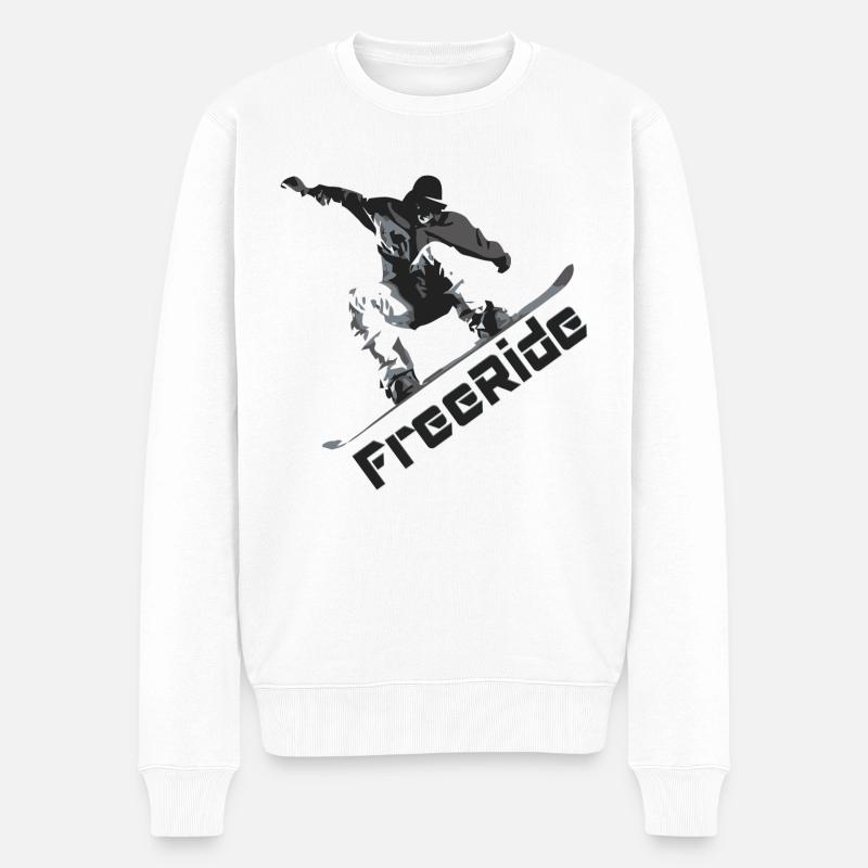 FreeRide, snowboard, snowboard, séjour au ski - Pull Premium bio Homme - blanc