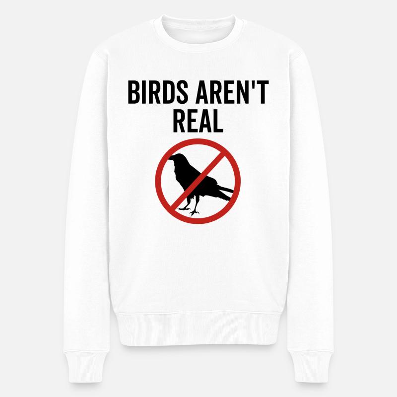 Vögel sind nicht real - Männer Premium Bio Pullover - Weiß