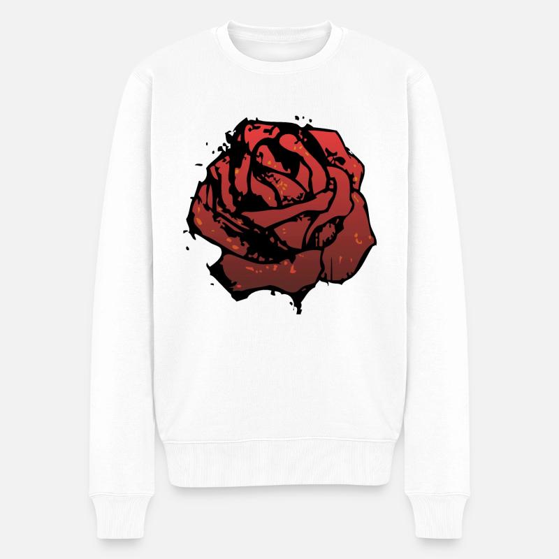rose fleur - Pull Premium bio Homme - blanc