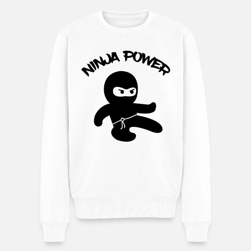Ninja Power - Männer Premium Bio Pullover - Weiß