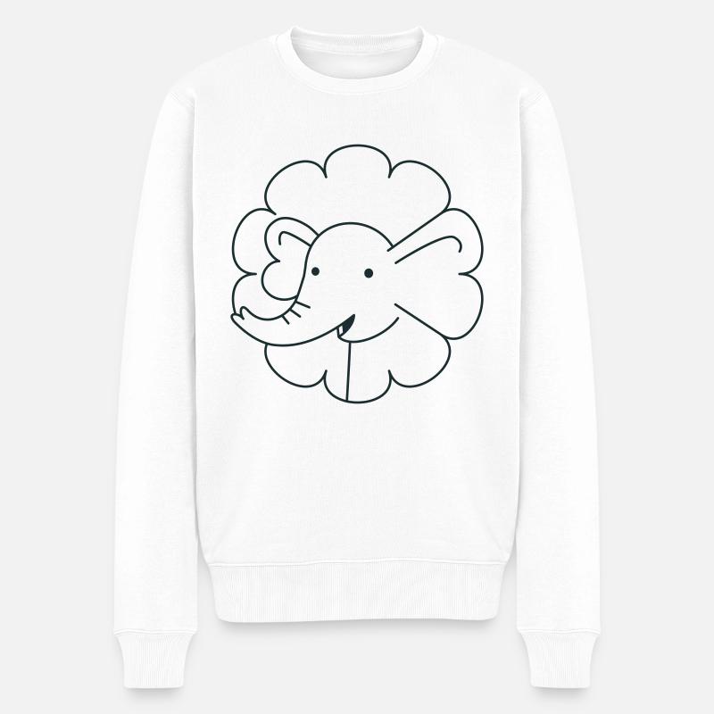 Hübscher Blumenelefant - Männer Premium Bio Pullover - Weiß
