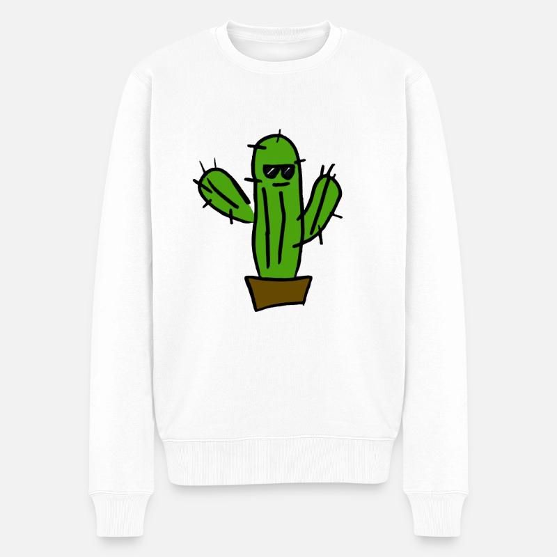 Cooler Kaktus - Männer Premium Bio Pullover - Weiß