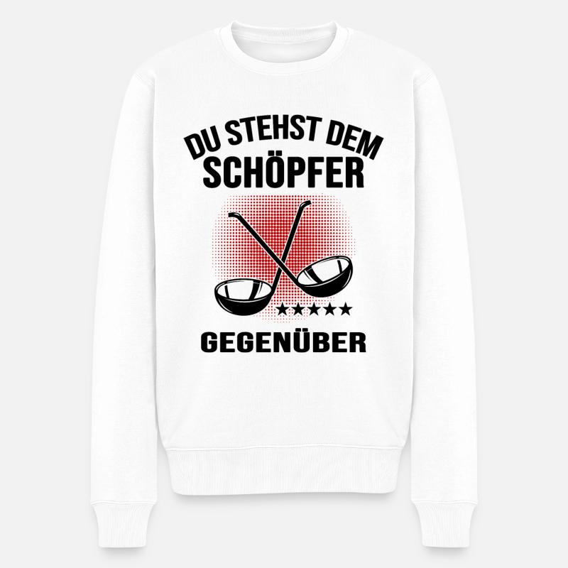 Koch Hobbykoch Chefkoch Suppenkelle "Schöpfer" - Männer Premium Bio Pullover - Weiß