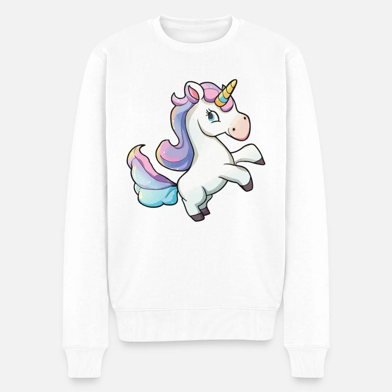 Einhorn - Männer Premium Bio Pullover - Weiß