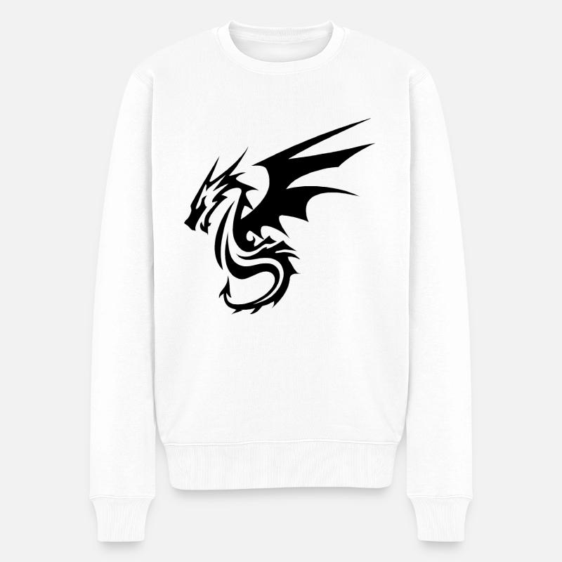 Schwarzer Drache - Männer Premium Bio Pullover - Weiß