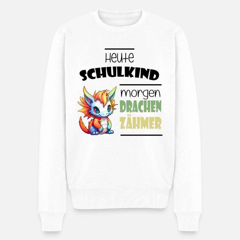 Einschulung Schulkind Drache - Männer Premium Bio Pullover - Weiß