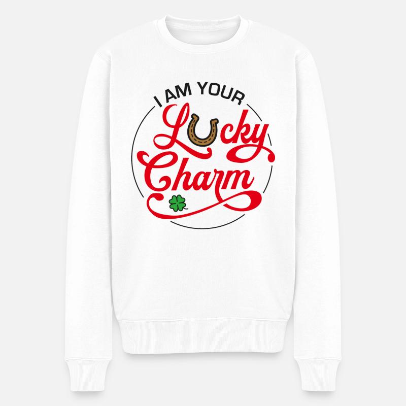 GLÜCKSPILZ - Männer Premium Bio Pullover - Weiß