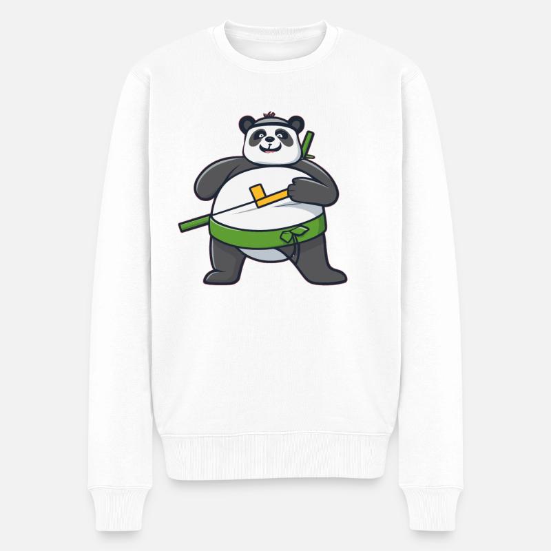 Ninja - Männer Premium Bio Pullover - Weiß