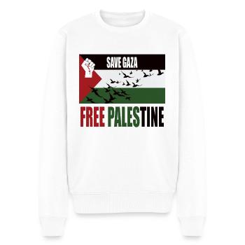 Save Gaza Free Palestine - Männer Premium Bio Pullover - Weiß - Vorne - Thijin (182cm)