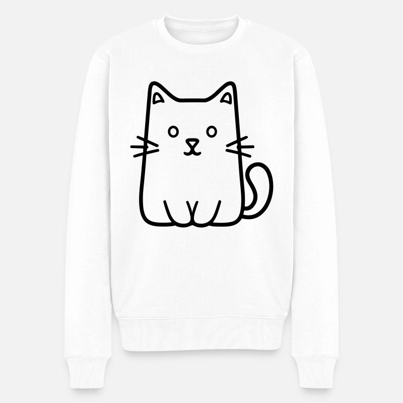 Kätzchen - Männer Premium Bio Pullover - Weiß