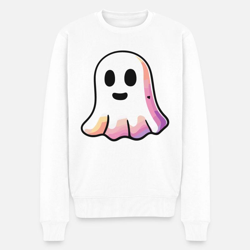 Geist Halloween Niedlich - Männer Premium Bio Pullover - Weiß