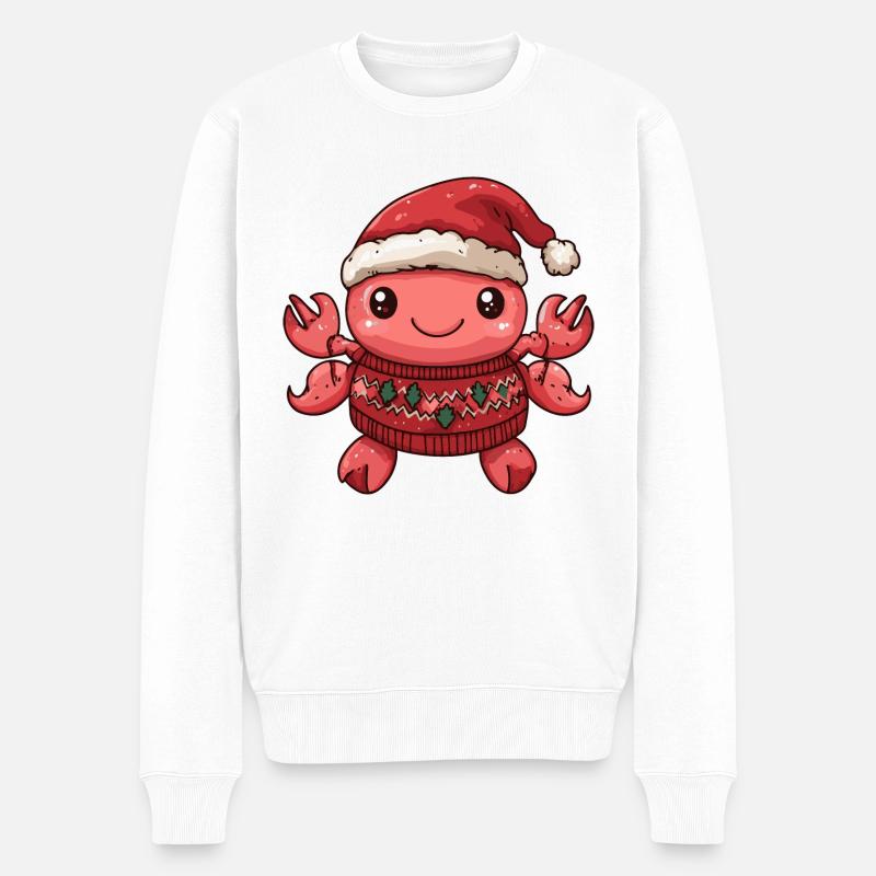 Krebs Krabbe Weihnachten - Männer Premium Bio Pullover - Weiß