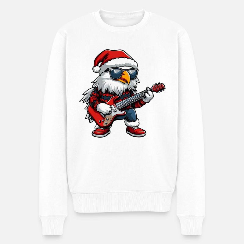 Adler Weihnachten Gitarre - Männer Premium Bio Pullover - Weiß