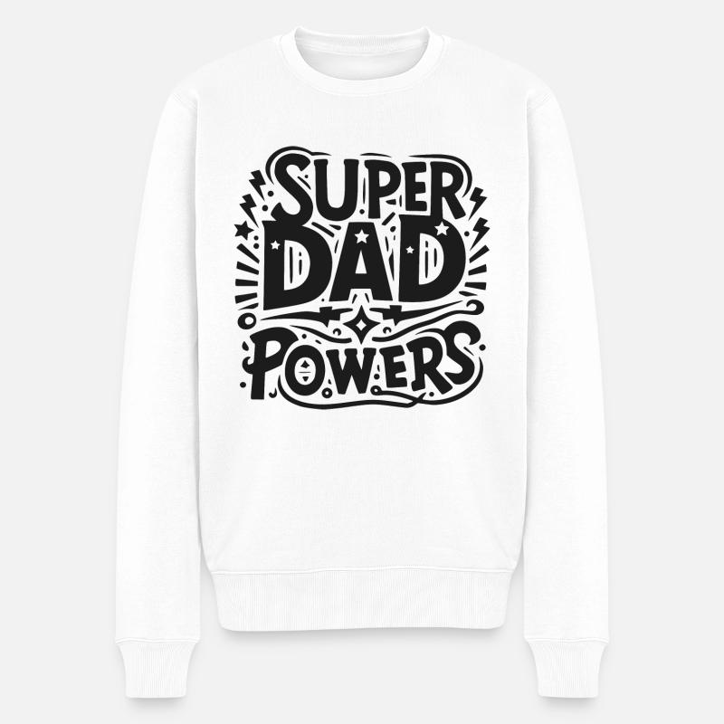 Super-Dad-Kräfte - Männer Premium Bio Pullover - Weiß