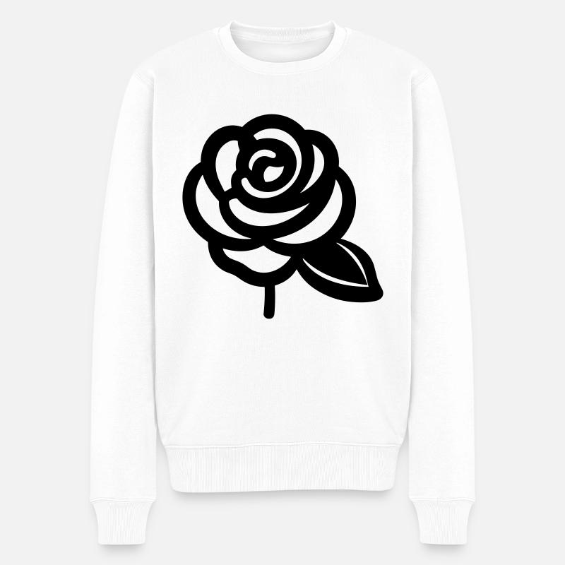 Rosa Blume - Männer Premium Bio Pullover - Weiß