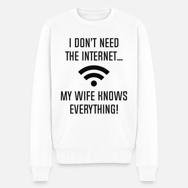 Ich brauche das Internet nicht - Männer Premium Bio Pullover - Weiß
