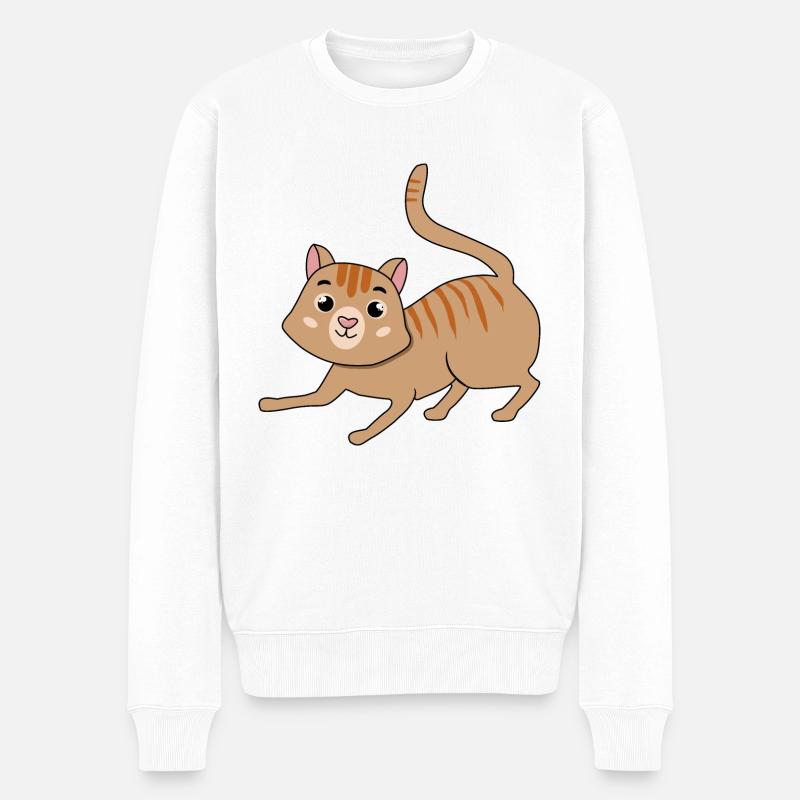 Katze - Männer Premium Bio Pullover - Weiß