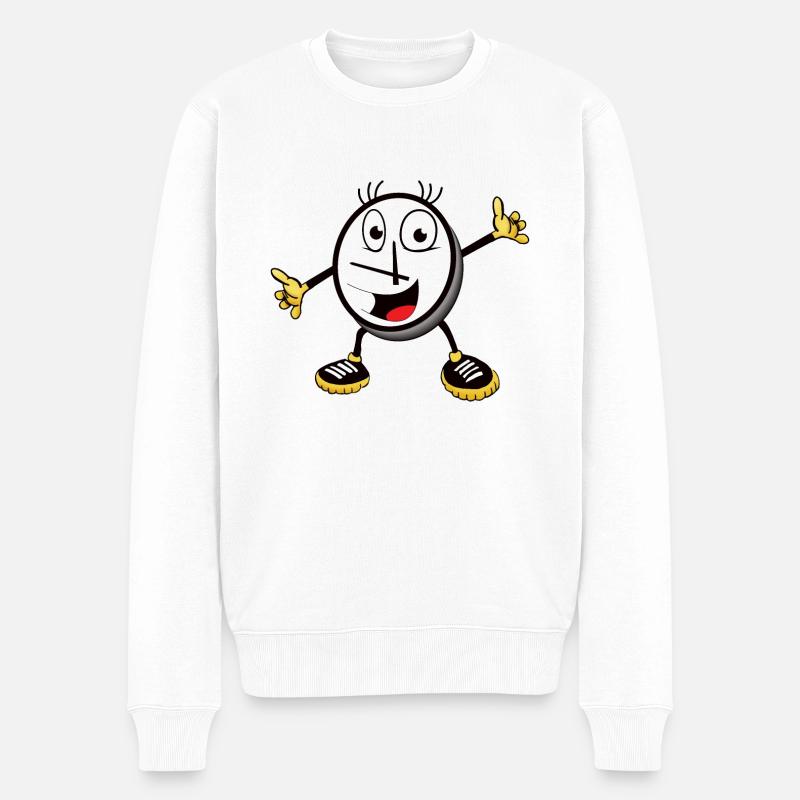 Lustige Uhr - Glückliche Uhr - Männer Premium Bio Pullover - Weiß