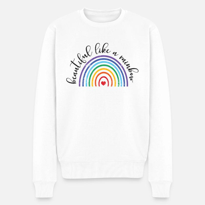 SCHÖN WIE REGENBOGEN LGBT PRIDE SPRUCH GESCHENK - Männer Premium Bio Pullover - Weiß