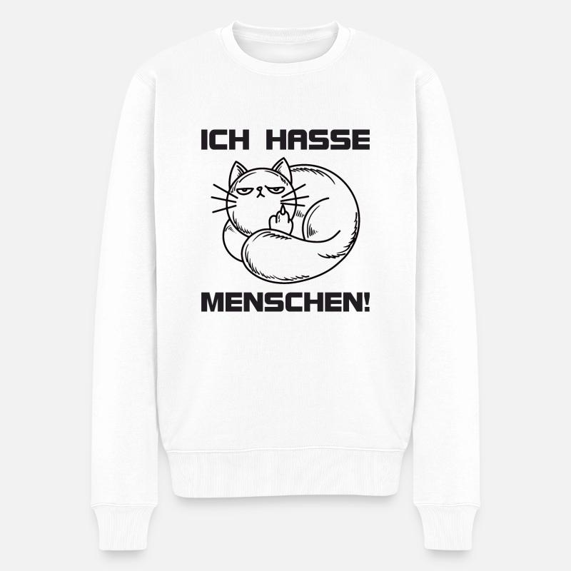 ich hasse menschen - Männer Premium Bio Pullover - Weiß