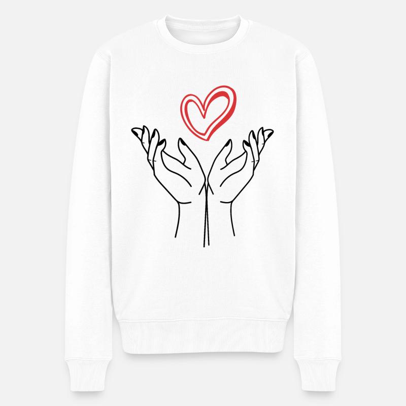 Hände - Männer Premium Bio Pullover - Weiß
