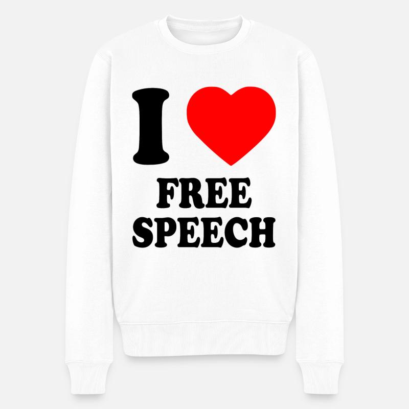 i love free speech - Männer Premium Bio Pullover - Weiß