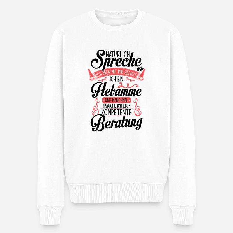 Hebamme Beruf | Hebammen Geburtshelfer Geschenke - Männer Premium Bio Pullover - Weiß