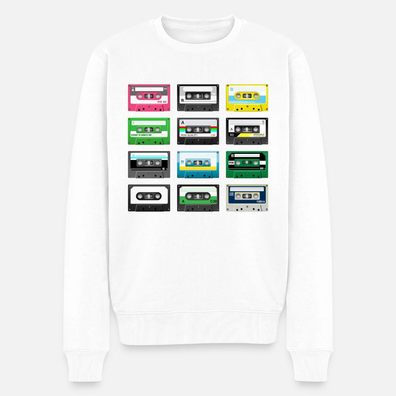 Cassettes vintages - Männer Premium Bio Pullover - Weiß