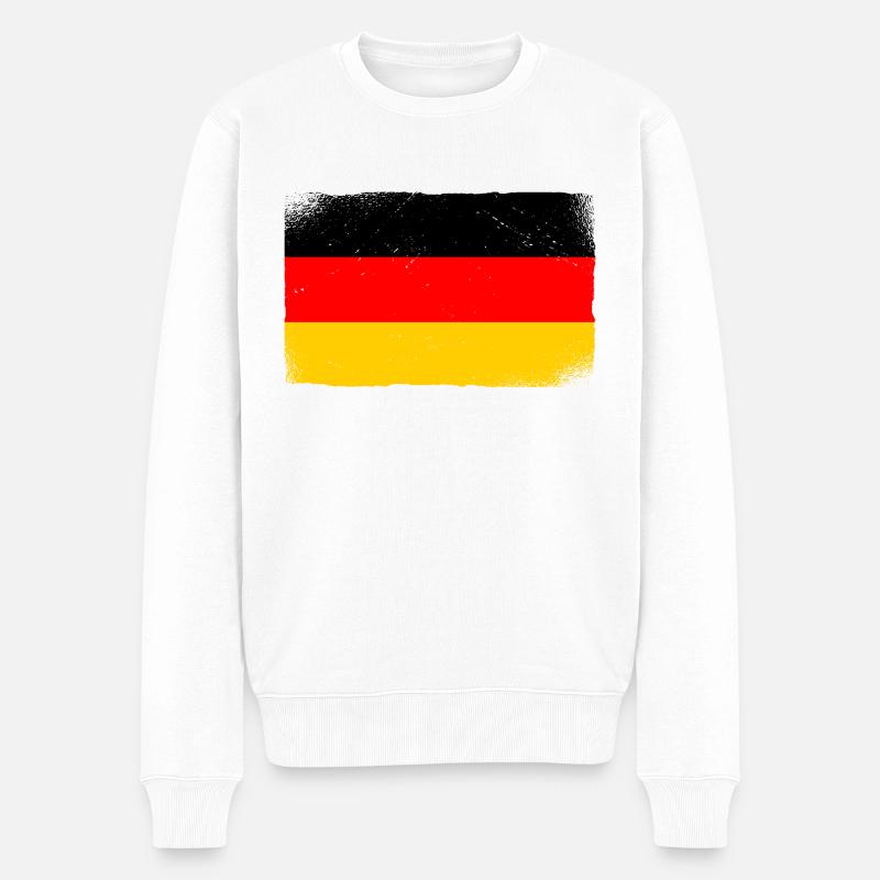 Deutschland Flagge Deutsche Fahne Used Look Heimat - Männer Premium Bio Pullover - Weiß
