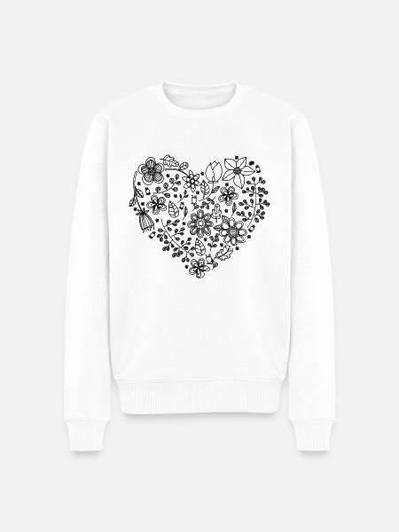 Blumenherz - Männer Premium Bio Pullover - Weiß