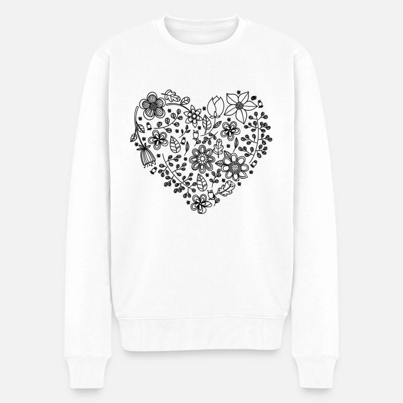 Coeur floral - Pull Premium bio Homme - blanc