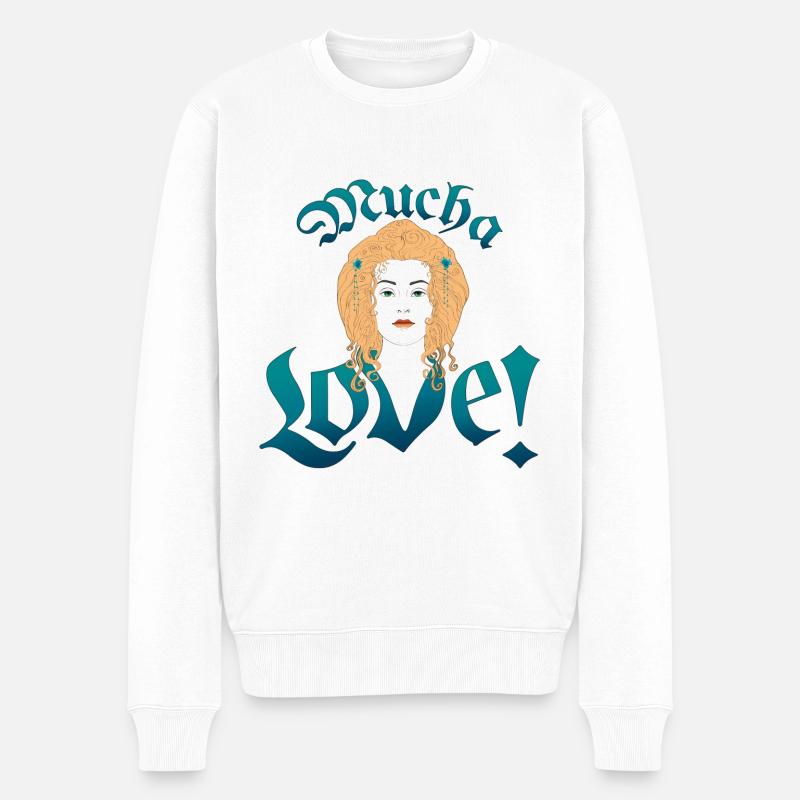 Mucha LOVE - Pull Premium bio Homme - blanc
