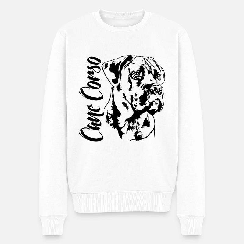 CANE CORSO Portrait Hund Hunde - Männer Premium Bio Pullover - Weiß