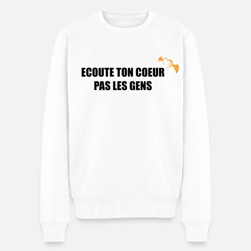 ECOUTE TON COEUR - Pull Premium bio Homme - blanc