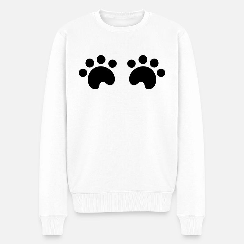 Hundepfoten - Männer Premium Bio Pullover - Weiß