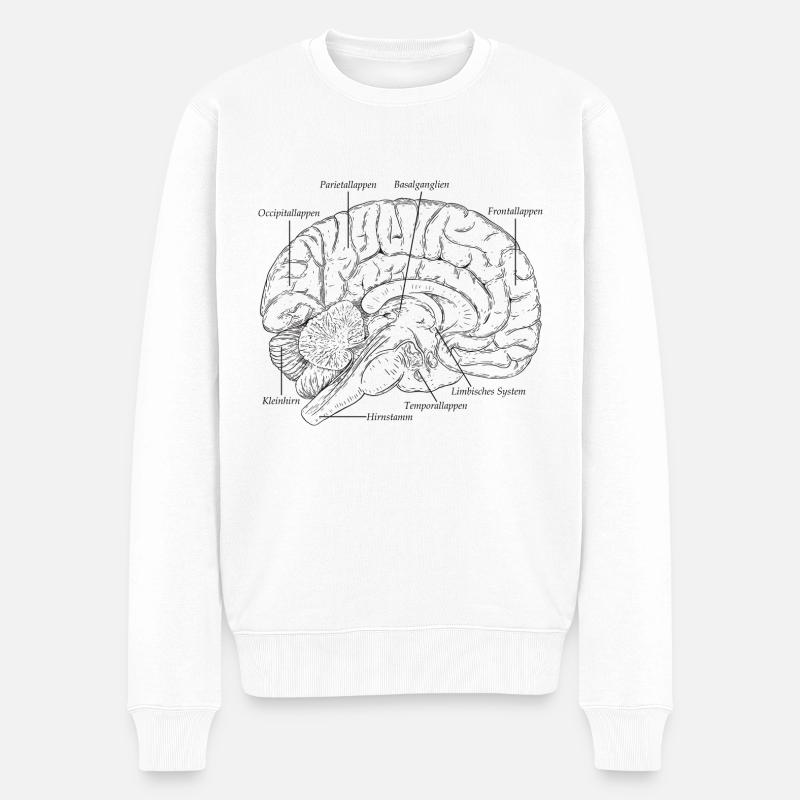 Die Anatomie des Gehirns vom Mensch - Männer Premium Bio Pullover - Weiß