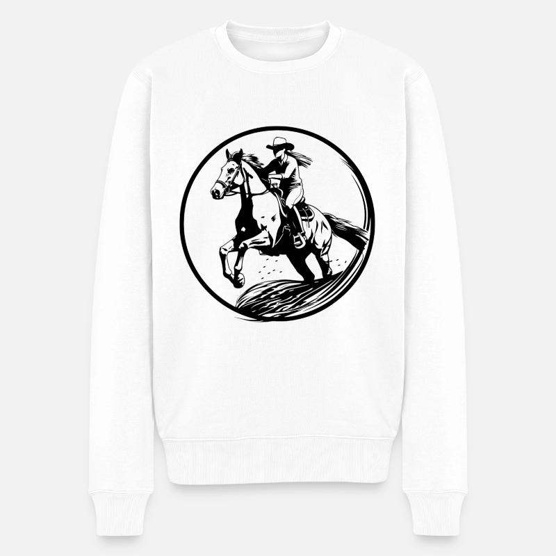 Reiten Pferd Sport - Männer Premium Bio Pullover - Weiß