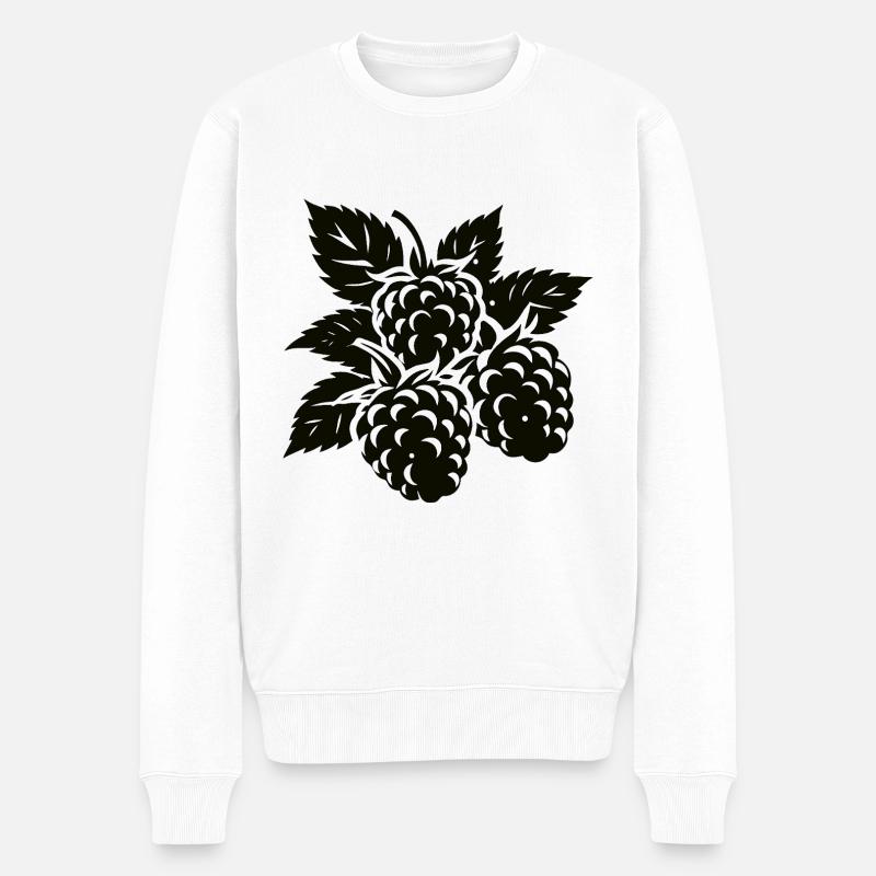 Schlichtes Brombeer-Design – Natürliche Eleganz - Männer Premium Bio Pullover - Weiß