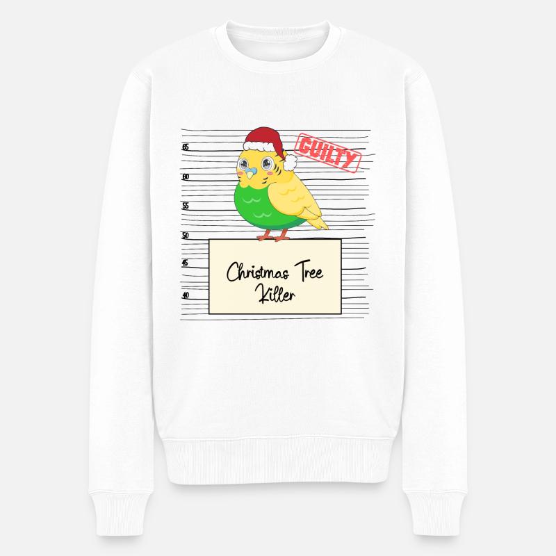 Weihnachtsbaum Umschubser Wellensittich - Männer Premium Bio Pullover - Weiß