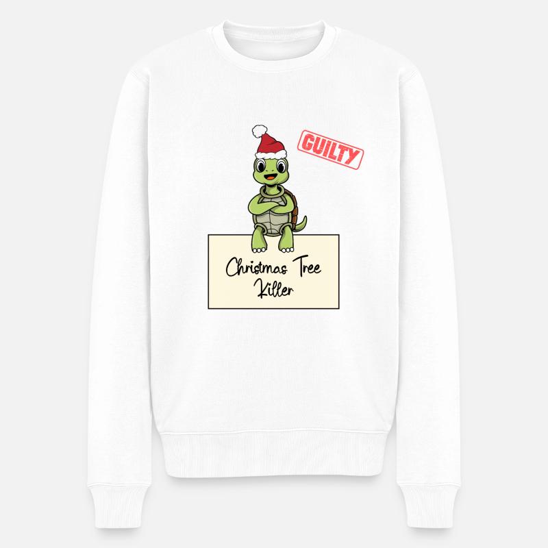 Weihnachtsbaum Umschubser Schildkröte - Männer Premium Bio Pullover - Weiß