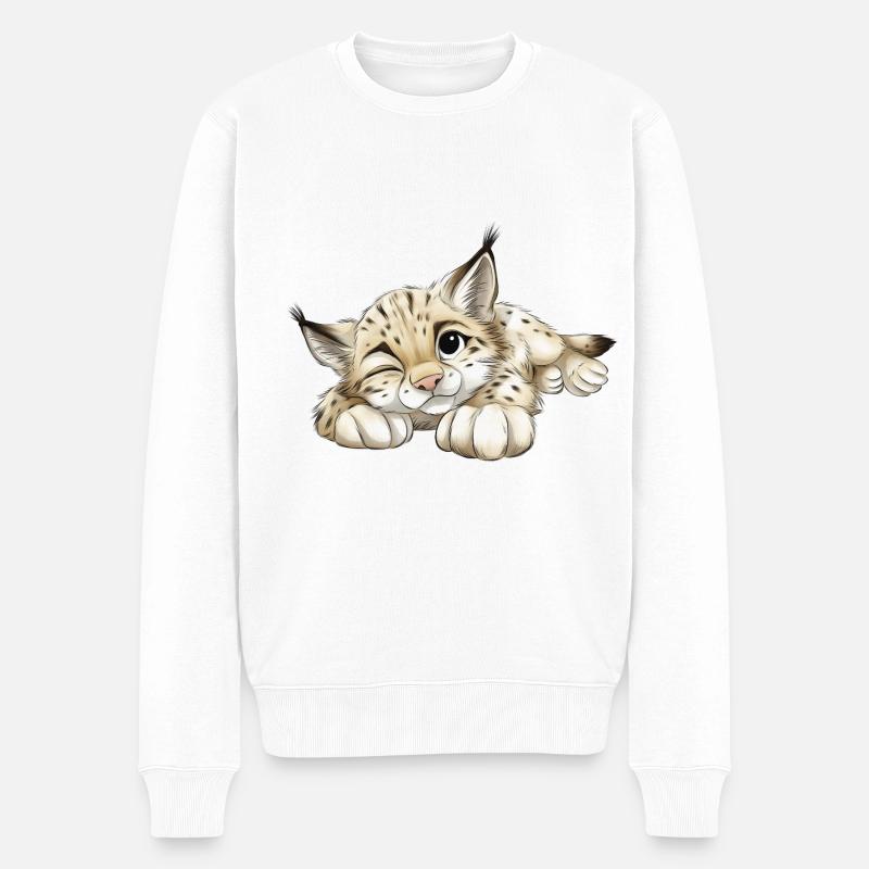 Niedlicher Luchs - Männer Premium Bio Pullover - Weiß