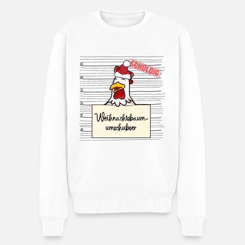 Weihnachtsbaum Umschubser Huhn - Männer Premium Bio Pullover - Weiß